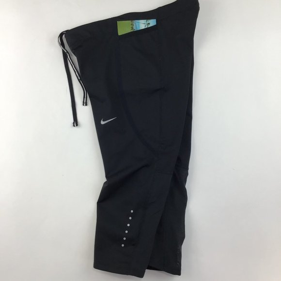Nike Tech Capri womens leggings running XS black mesh pockets knee 3/4 mid rise - Picture 4 of 15